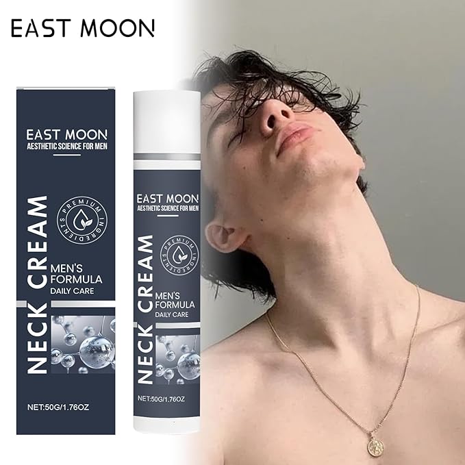 Men's Neck Cream with Collagen, Hyaluronic Acid and Retinol, Daily Care Formula, Non-Greasy, Light Texture, 50g/1.76oz
