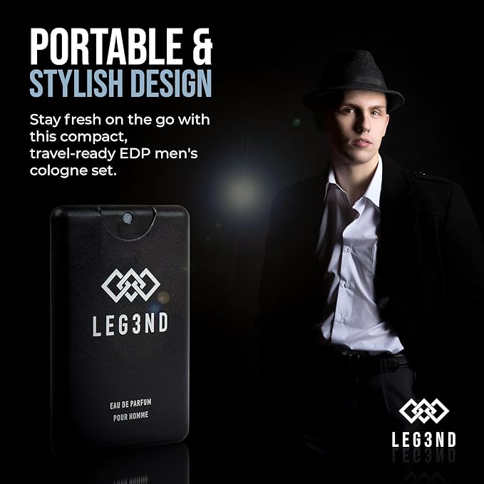 LEG3ND Pocket Sprays Collection - Red, Blue & Black - 3 Piece Set Travel Cologne for Men - Fresh, Sexy & Long-Lasting Eau de Parfum Fragrance (0.68oz Each)