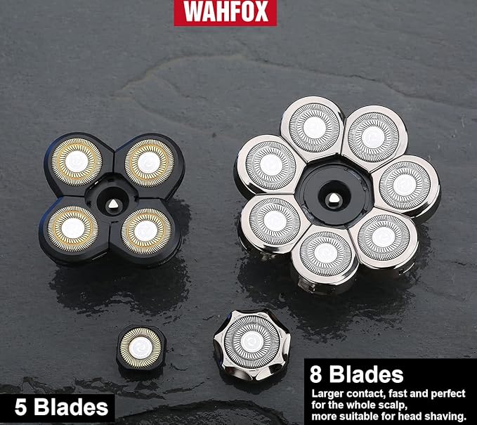 WAHFOX 8 Blades Head Shaver Replacement - Electric Razor With 8D Head Blade for Electric Shaver