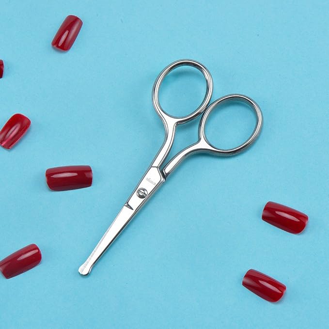 LIVINGO Premium Manicure Rounded Tip Scissors Multi-purpose Stainless Steel Cuticle Pedicure Beauty Grooming Kit for Nail, Eyebrow, Eyelash, Dry Skin, Nose Hair 3.5 inch (Pack of 2)