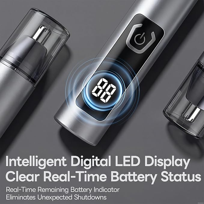 Electric Nose Hair Trimmer for Men Women,Nose & Ear Hair Trimmer,USB-C Charge,Low Noise, Ergonomic Design,Digital Battery Display,Long Lasting, Detachable Washable Head,Mens Nose Trimmer,Ear Hair