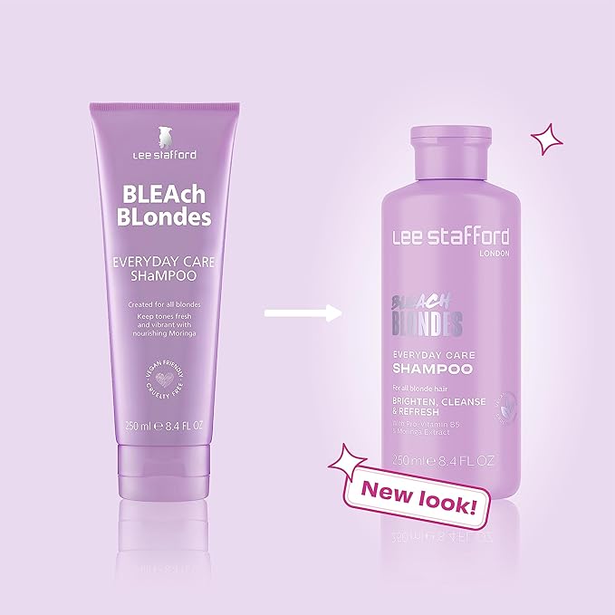 Lee Stafford Daily Blonde Shampoo | Bleach Blondes Everyday Care Cleanser - Best to Neutralizes Yellow Tones, Brightens & Refreshes for a Lighter Blonde, Hydrate Dry, Damaged Hair, 16.7 Fl Oz