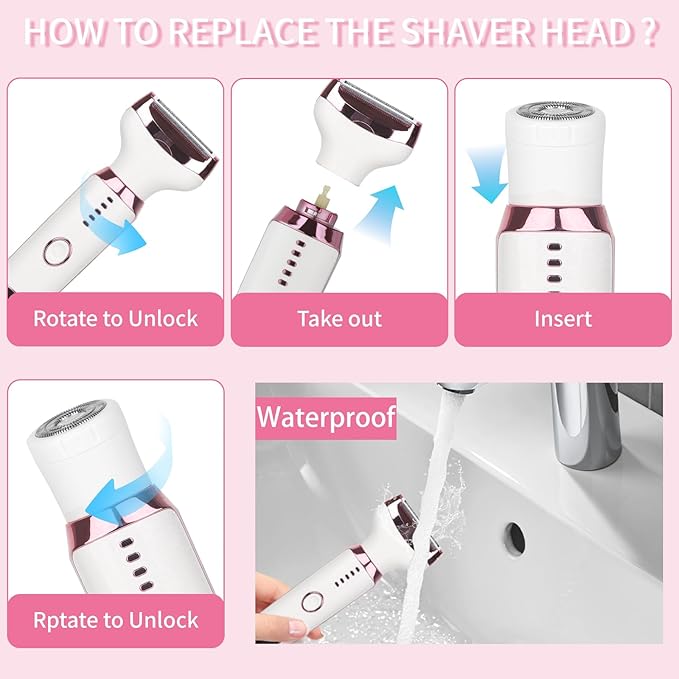 2026 Electric Razor for Women Men,4 in 1 Ladies Wet & Dry Body Razors and Facial Hair Remover,Rechargeable LED Display Hair Removal Kit for Nose Face Body Bikini Hair (Multicolor)
