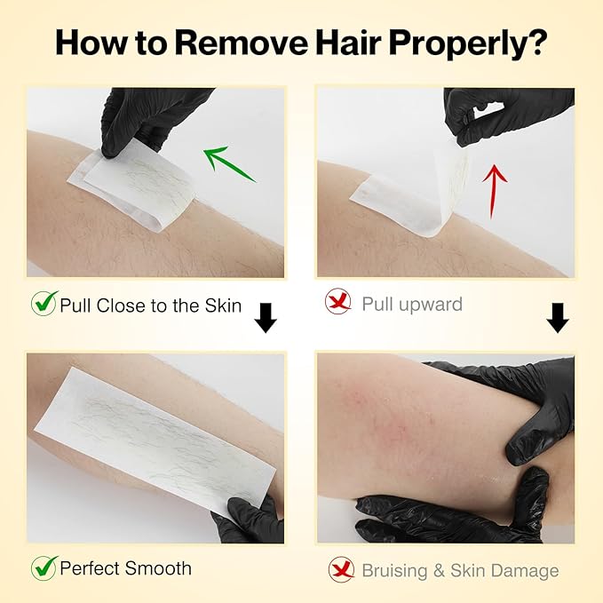 Roll on Wax Kit for Hair Removal Honey at Home Waxing Kit for Women & Men Roller Wax Cartridge Depilotry for Coarse & Thick Hair with Warmer & Strips