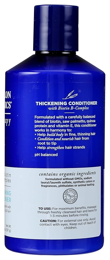 Avalon Organics Therapy Biotin B-Complex Thickening Conditioner, For an Energized Scalp and Thicker, Fuller-Looking Hair, 14 Fluid Ounces