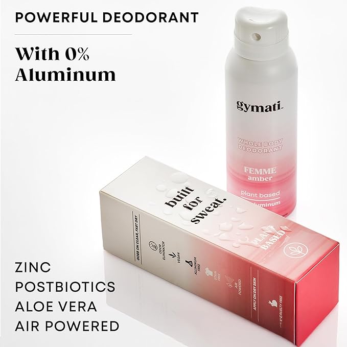 Gymati Fitness Body Deodorant Spray Aluminum Free - Women & Unisex - Pack of 2