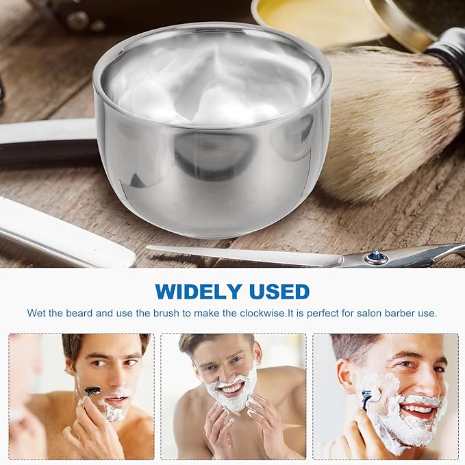 TOYANDONA Stainless Steel Shaving Soap Bowl Barber Bubble Bowl Shaving Cream Cup for Men Sturdy Suitable for Beard Care Random Style