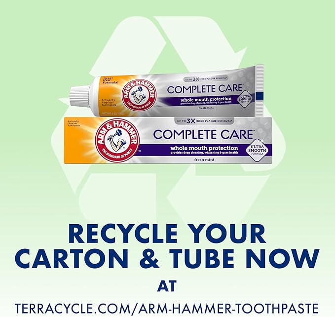 ARM & HAMMER Complete Care Toothpaste, Teeth Whitening Toothpaste, Fluoride, Whole Mouth Protection, Fresh Mint Flavor, 6.0 oz (Pack of 1)