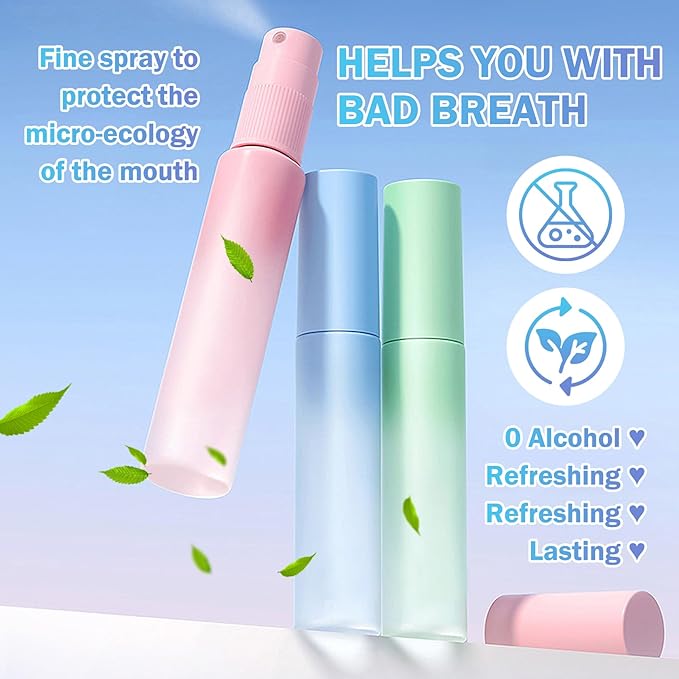 8PCS Fresh Breath Mouth Spray,Floral Fruity Flavor Breath Spray for Bad Breath,Travel Size Mouth Spray,Alcohol Free Breath Spray for Adults Oral Care, 0.59 fl oz