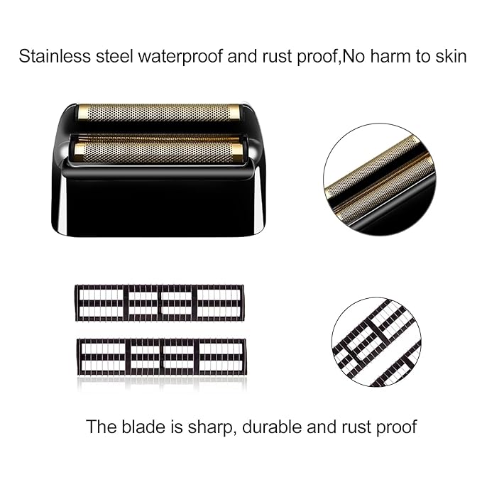 Black Replacement blades Foil and Cutters Compatible with BaBylissPRO Barberology FXFS2 Shaver foil Replacement Heads(2 pack ）