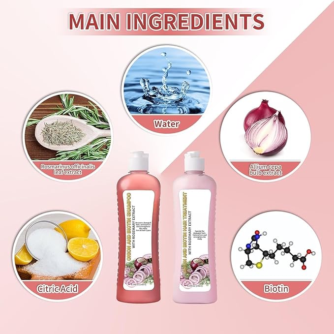 Onion Biotin and Rosemary Shampoo, Soft Hair & Shine for Hair Growth, Hair Loss and Thinning Hair (2 Set)