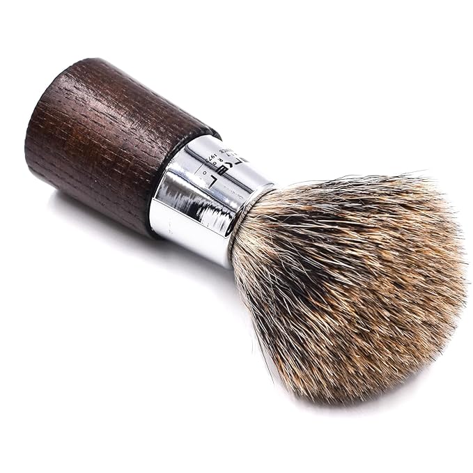 Parker 3-Band Pure Badger Shaving Brush with Stand – Long Loft Bristles for Generating a Rich Lather, Ergonomic Walnut Handle with Chrome Accents, Handmade Wet Shaving Brush | Iconic Brand
