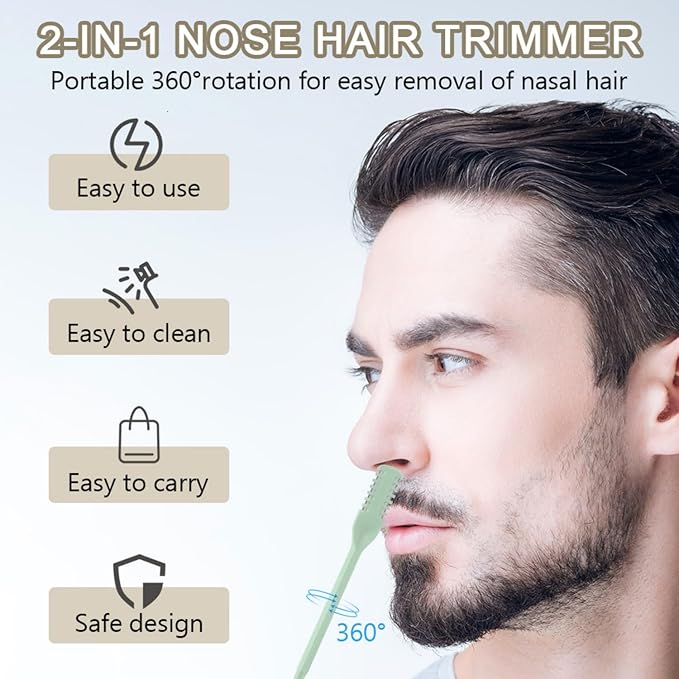 Fululuer 5Pcs 2-in-1 Nose Hair Trimmer, 2025 New Double Sided 360°Rotating Portable Nasal Hair Cutter, Nose Hair Remover for Men Women Home Travel (Multicolor)