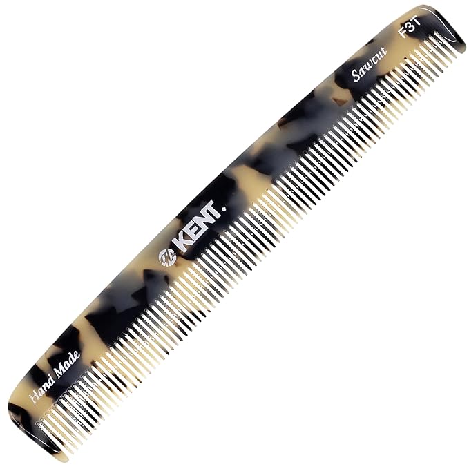 Kent F3T TW Fine Tooth Comb for Hair Parting, Handmade Combs for Men and Straightening Comb for Women, Dandruff Remover Kent Mens Combs for Fine Hair