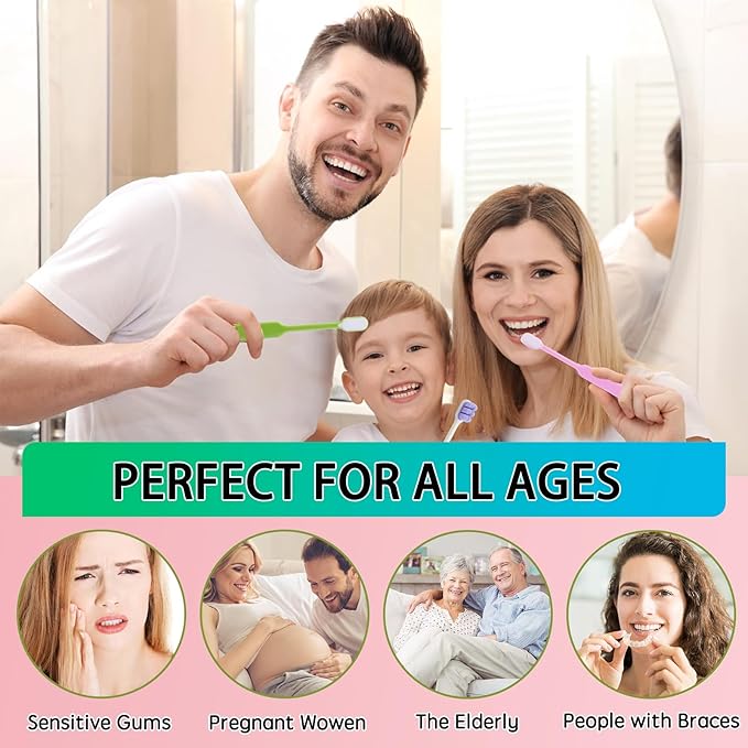 6 Count Ultra-Soft Toothbrush for Sensitive Gums – 10,000 Extra-Gentle Bristles for Adults, Pregnancy, Braces & Elderly, Gum Care, Individually Wrapped with Travel Case (Colors May Vary)