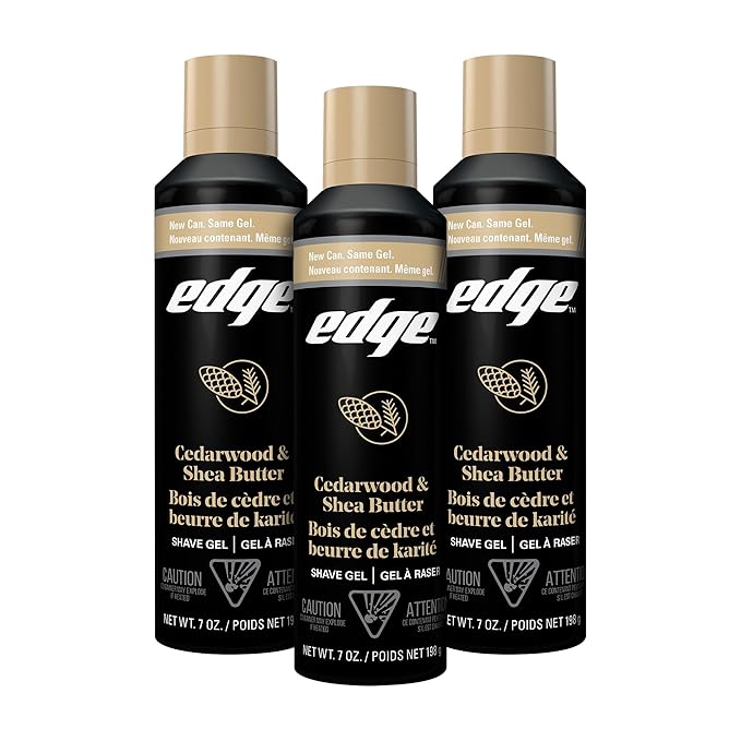 Edge Shave Gel for Men, Cedarwood & Shea Butter, 7oz (3 Pack) - Shaving Gel For Men That Moisturizes, Protects and Soothes To Help Reduce Skin Irritation (Packaging May Vary)