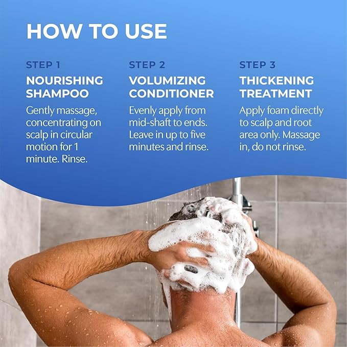 BosleyMD BOSRevive Volumizing Hair System for Non Color-Treated Hair – DHT-Blocking Shampoo, Conditioner & Thickening Treatment – Helps Restore & Thicken Visibly Thinning Hair Starter Size (30 Days)