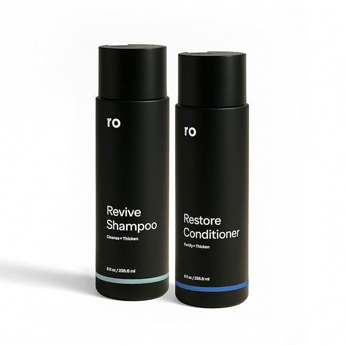 Men's Revive Shampoo & Restore Conditioner Duo | Exfoliates, Clarifies, Fortifies & Moisturizes for Thicker Looking Hair, Made Without Sulfates, Parabens, or Phthalates | 8 fl oz (Pack of 2)