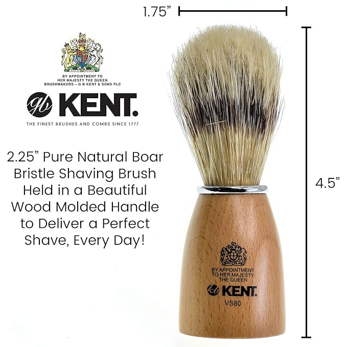 Kent VS80 Natural Badger Bristle Shaving Brush Shaving Kit for Men for Safety Razor, Shaving Razors for Men. Perfect Lather Shaving Brush for Shave Cream, Shaving Soap. Kent Luxury Shaving Since 1777