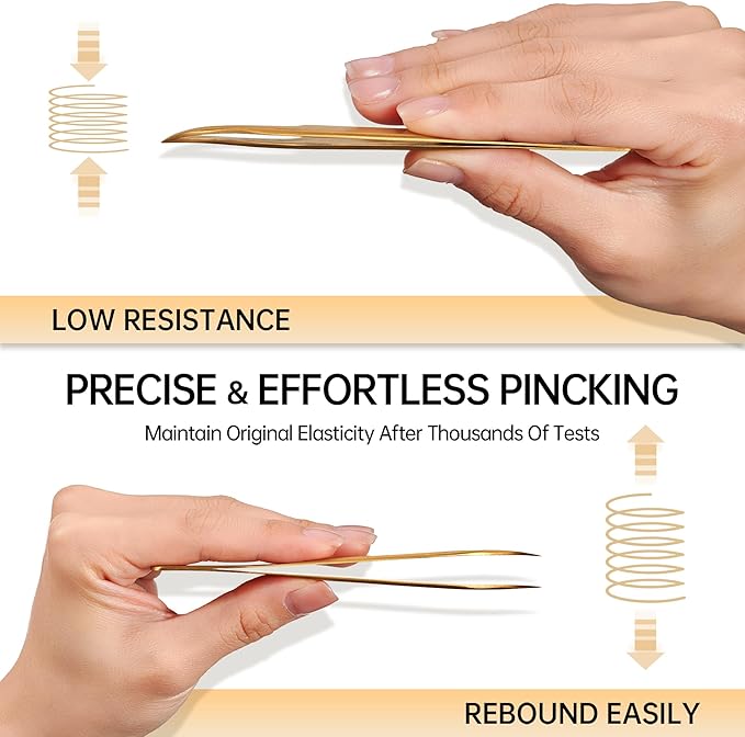 MGER Lash Tweezers for Eyelash Extension-Professional Lashing Tweezers for Mega Volume Mink Eyelashes Extensions Applying, Gold tweezers
