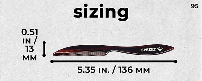 #95 Handmade Narrow Tooth Mustache Beard Comb Small Tortoise Havana Acetate Thick Coarse Fine Short Pocket Sized Facial Hair Grooming Tangle Free Beard Straightener Growth Care Styling Wet Comb