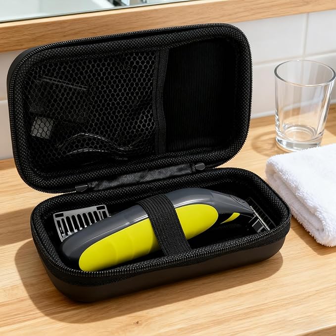 LinMei Hard Travel Case for Electric Trimmers & Shavers - Protective Organizer Compatible with QP27XX, QP28XX and QP6XXX - EVA Shell with Accessory Pocket - Black (Case Only)