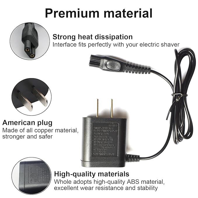 LinMei Adapter Power Cord 15V Compatible with Philips Norelco HQ8505 7000 5000 3000 Series 3500 MG3750 MG5750 MG7750 S1560 Electric Shaver Multigroom Beard Trimmer Adapter Power Charging Cord