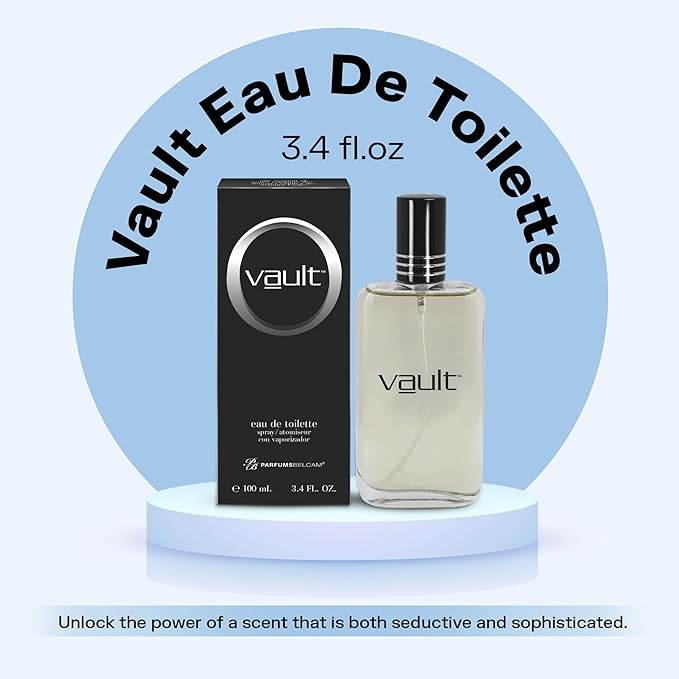 PB ParfumsBelcam Vault Eau De Toilette Spray for Men – Bold Fresh Musk with Bergamot, Sandalwood & Sweet Grass Notes, Long-Lasting Masculine Fragrance, Affordable Perfume – 3.4 Fl Oz