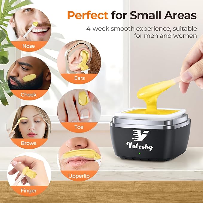 Nose Wax Kit Men, Nose Ear Hair Removal Kit for Men Women, 40 Sticks, 100g Wax, USB Fast Heat, Smart Constant Temp, Painless Hair Removal Waxing Kit for Nose Ears Eyebrow Lip Facial, Yellow