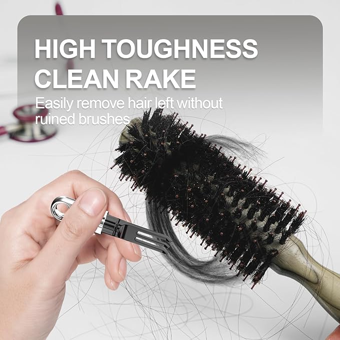 Hair Brush Cleaning Tool Comb Cleaner, 2-in-1 Hair Brush Cleaning Tool,Portable Comb Remover Rake for Removing Hair Dust, Home and Salon Use(White)