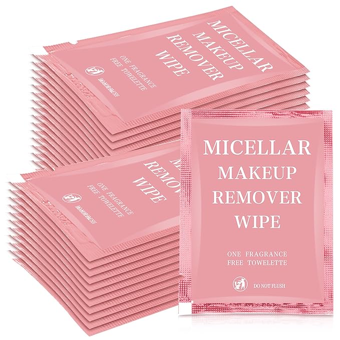 Ctosree 150 pcs Makeup Remover Wipes Bulk Individually Wrapped Makeup Wipes Single Remover Cloth Facial Cleansing Pads for Mascara Lipstick Oil Dirt Face Skin Travel Hotel(Pink)