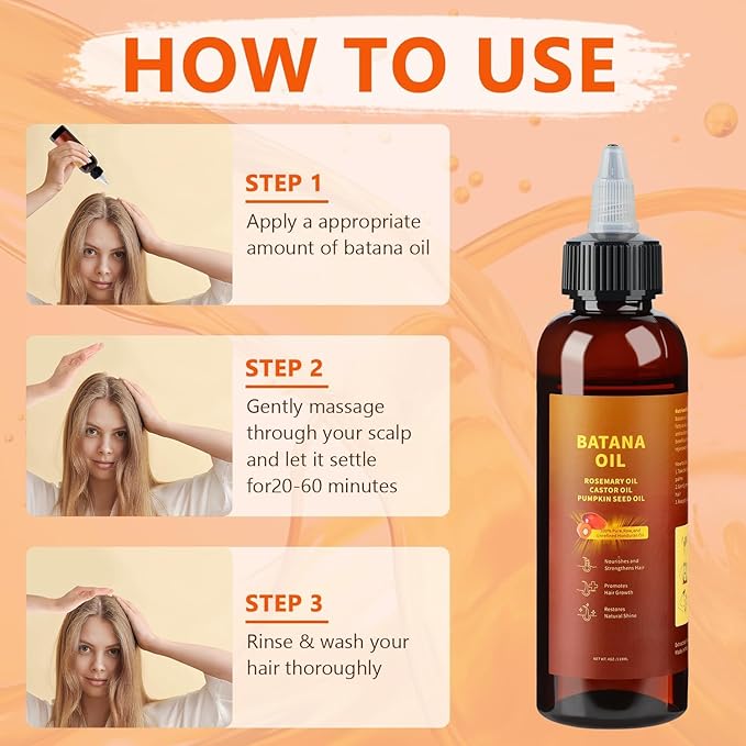 Batana Oil for Hair, 4-in-1 Liquid Batana Oil, for Men and Women,Rosemary Oil,Prevents Dry(2PCS)