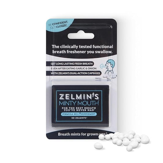 1 Pack - Zelmin's Minty Mouth Breath Freshener - Long Lasting Bad Breath Treatment for Adults, Instant Freshness Helps with Dry Mouth, Natural Breath Mints for Travel, Alcohol-Free, Keto, Gluten-Free