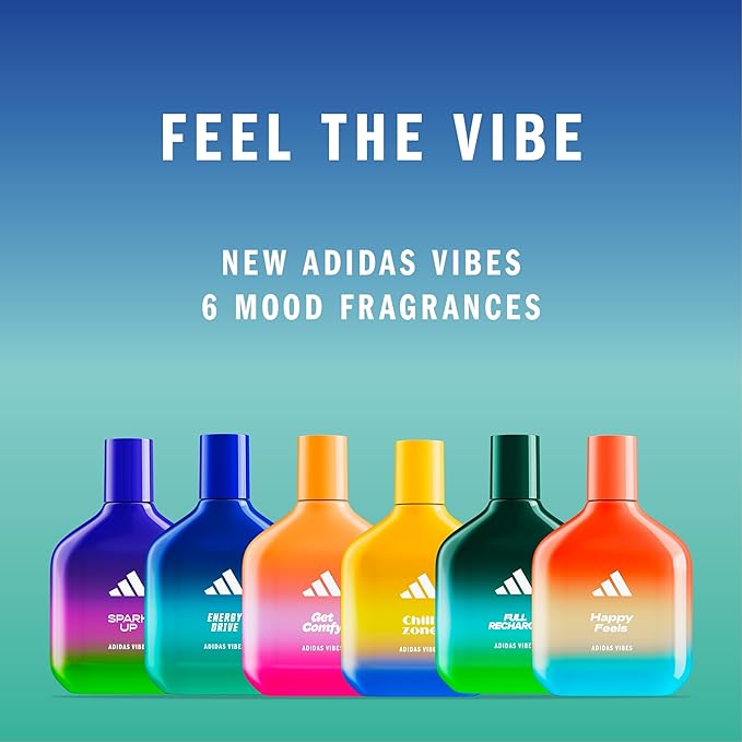 Adidas Vibes Energy Drive Eau de Parfum 1.6 fl oz (Pack of 1), Notes of Fougere, Lavender, and Vanilla, Unisex Fragrance, Long Lasting, Sporty Fragrance, Travel Size