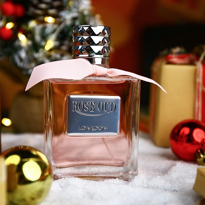 Lonkoom Rose Oud Perfume for Women, FloralFruity Eau De Parfum Spray Long-Lasting Fragrance, 3.4 Fl Oz, Notes of Red Lychee, Golden Quince, Kiwi, Jasmine, Chocolate, Musk, Orris Root, Woods