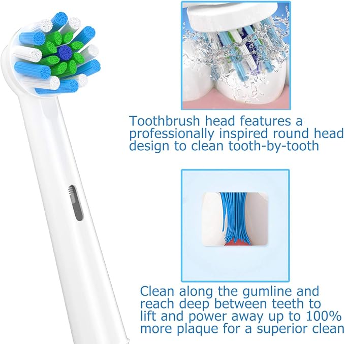Replacement Toothbrush Heads Compatible with Braun Oral b 7000/Pro 1000/9600/ 5000/3000/8000/ and Smart Electric Toothbrush, 16 Pcs (White)