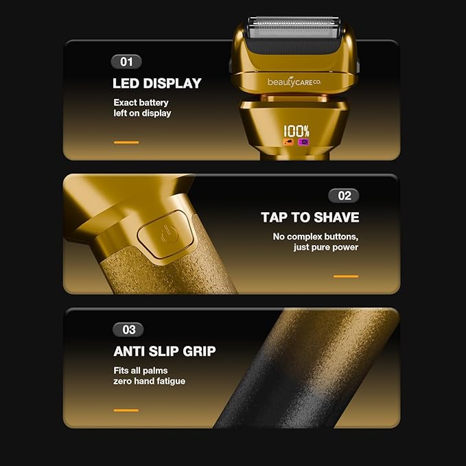Electric Foil Shaver for Men,Electric Razor for Men with Fast Charging, Waterproof Cordless Rechargeable System, Professional Beard Trimmer & 3 Blade Replacement Head