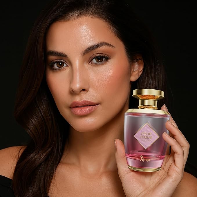 AHUJA Pour Femme Eau De Parfum 3.4oz – Luxurious Women’s Fragrance w/Notes of Floral Iris, Patchouli & Vanilla – Elegant, Long Lasting Perfume for Women