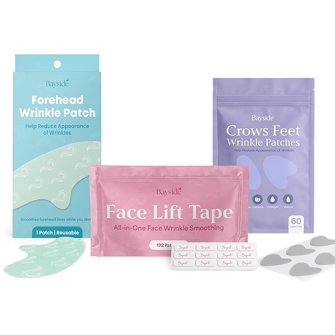 Forehead Wrinkle Patches, Crow’s Feet Patches & Face Lift Tape | Complete Wrinkle Patch Bundle | All-In-One Anti-Aging Smoothing System for Fine Lines, Firming, Lifting & Overnight Wrinkle Prevention