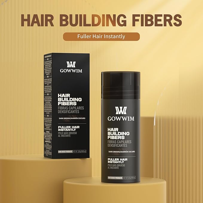 gowwim Hair Fibers for Thinning Hair Building Fibers Instantly Cover Sparse Areas-Bald Spots Cover Up (black4, 0.88 Ounce (Pack of 1))