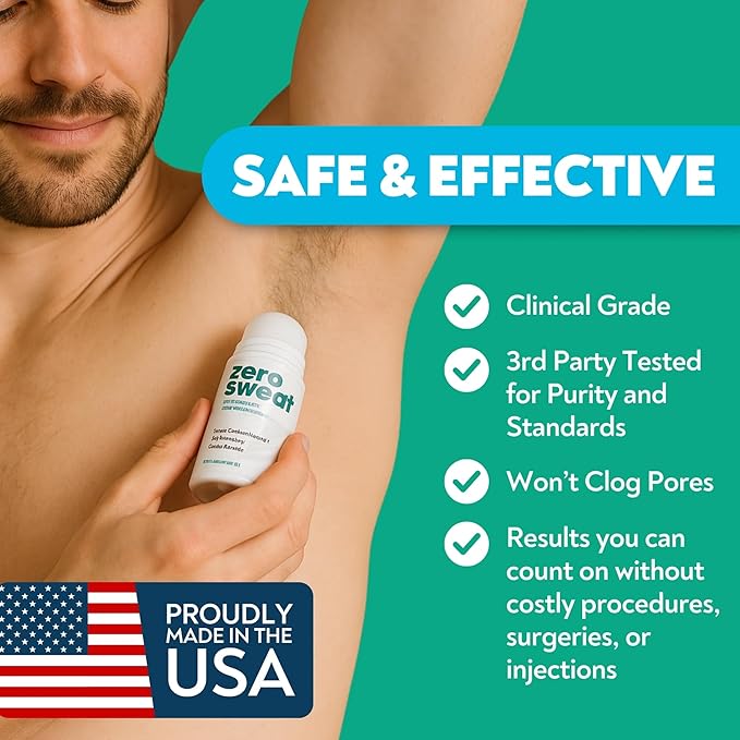 ZeroSweat Antiperspirant Deodorant | Clinical Strength Hyperhidrosis Treatment - Reduces Armpit Sweat 1.2 Fl.Oz (1 Pack)