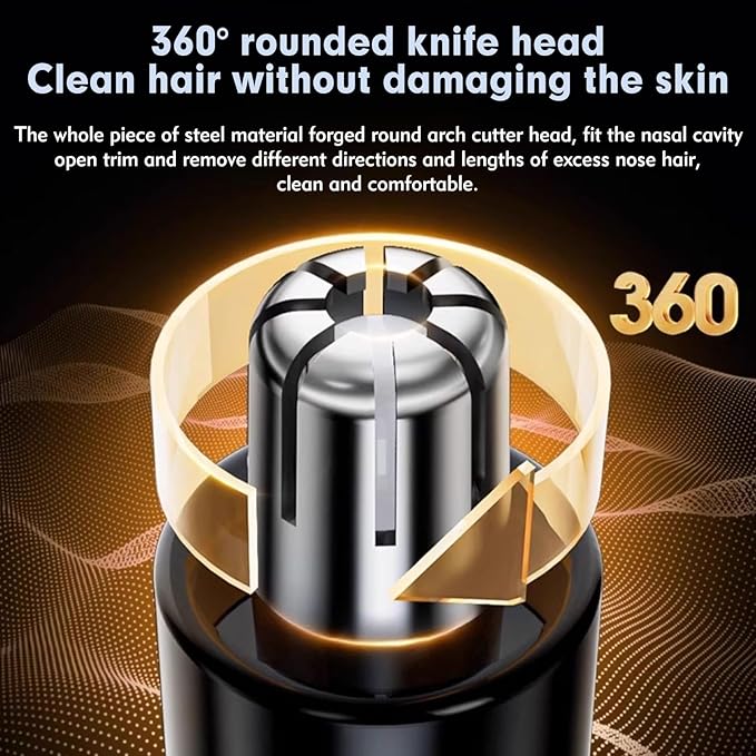 Nose Hair Trimmer for Men Women, Eyebrow and Facial Hair Trimmer, Double-Edged Blade, USB Rechargeable, Painless Trimming