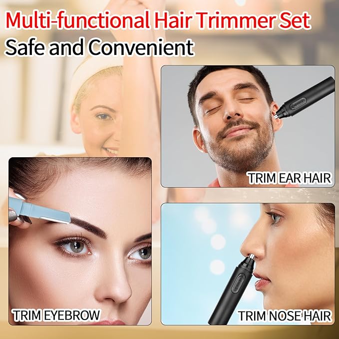 Nose & Ear Hair Trimmer for Men Women,2025 Painless Rechargeable Nose & Eyebrow Hair Trimmer Clipper,Portable Facial Hair Removal and Eyebrow Razor for Easy Cleansing (Black Blue)