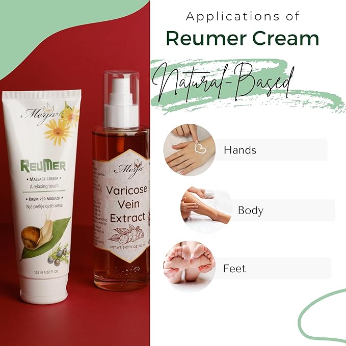Merja Herbs Cream for Rheumatic Pain [125ml] Lightweight Cream for Arthritis & Rheumatic Aches with Snail Extract for Joints, Neck, Back | Pain Relief