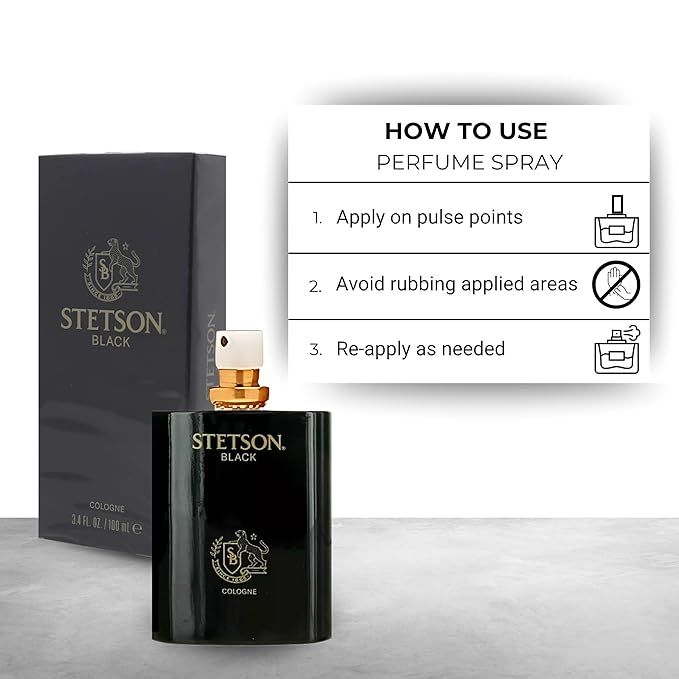 Stetson Black Cologne for Men Spray 3.4 Ounces