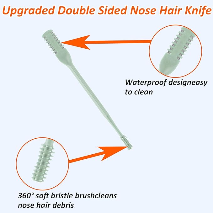 3 Pcs 2-in-1 Nasal Hair Trimmer Set, 360° Rotating Double-Sided Nose & Ear Hair Cutter for Men & Women, Portable Nostril Grooming Tool with Soft Cleaning Brush (Pink)