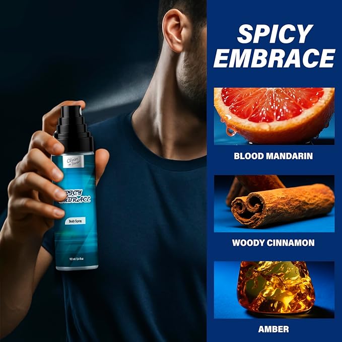 Clean-n-Fresh Body Spray for Men, Pack of 3, Total 10.2 Fl Oz, Mens Body Spray Set