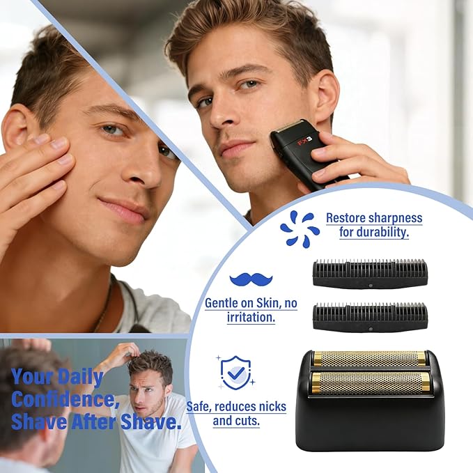 Replacement Head Compatible with BaByliss FX3 Foil Shaver, Replacement Foil Compatible with BaByliss Pro FX3 Foil Shaver Replacement Head Blade, Black Razor Replacement Foil & Cutter fxx3rfb - 2 Pack