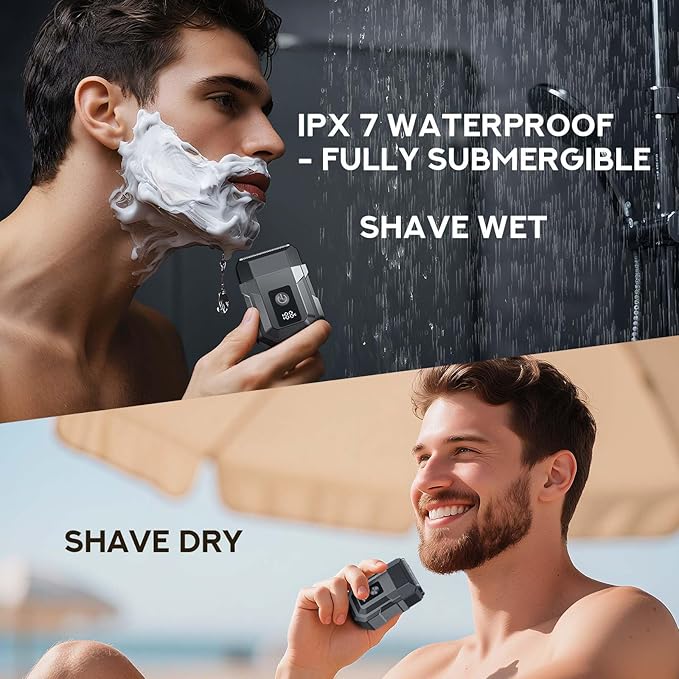 Electric Razor for Men - Foil Shaver for Smooth Shaving, Extra 1 Shaving Head Gift,3 Floating Blade, Supports Wireless and Wired, Mens Razors for Shaving,IPX 7 Waterproof，LED Display,Travel Shaver
