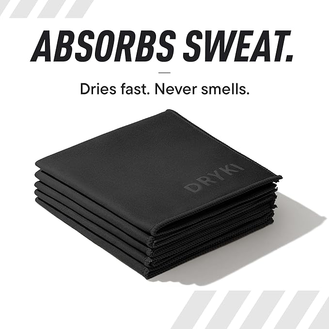 Pocket-Sized Sweat Towels - The Original Sweat Absorbing Handkerchiefs - Quick-Dry Microfiber Sweat Rags for Face, Hands, & Body - Men & Women - Gym, Sports, Work (Black: 20 Pack)